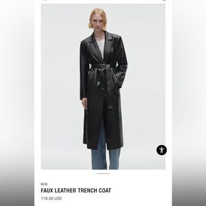 Zara Faux Leather trench coat size s, nwt